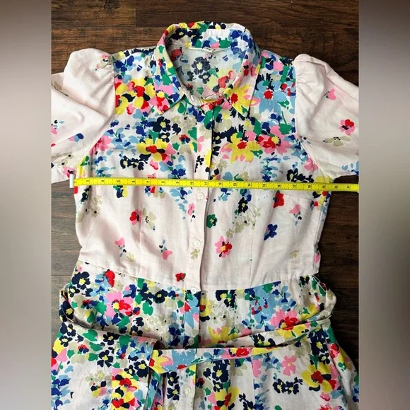 Boden Clara Linen Maxi Shirt Dress Cluster Floral Print Sz 8 Boho Chic Spring - Picture 11 of 16